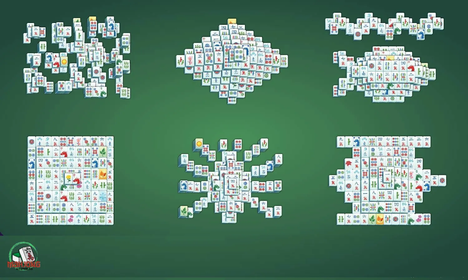 12 beliebtesten Mahjong-Solitaire-Layouts in Online-Spielversionen