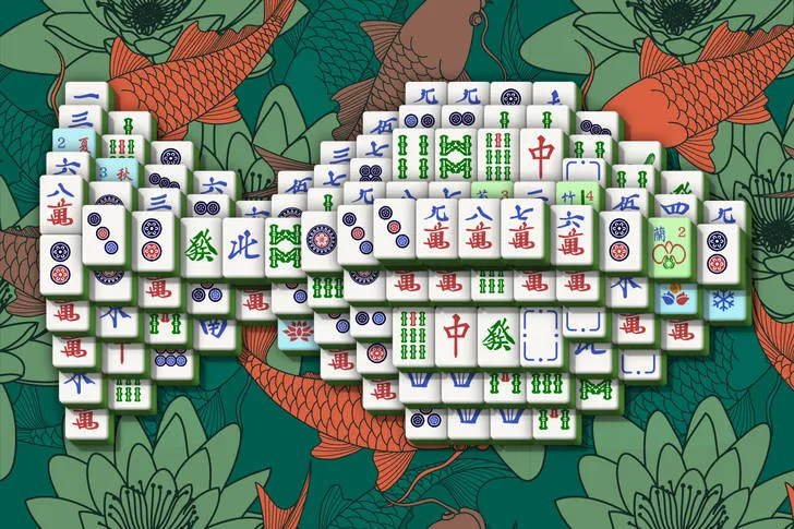 Fish-Layout in Mahjong Solitaire hat die Form eines Fisches