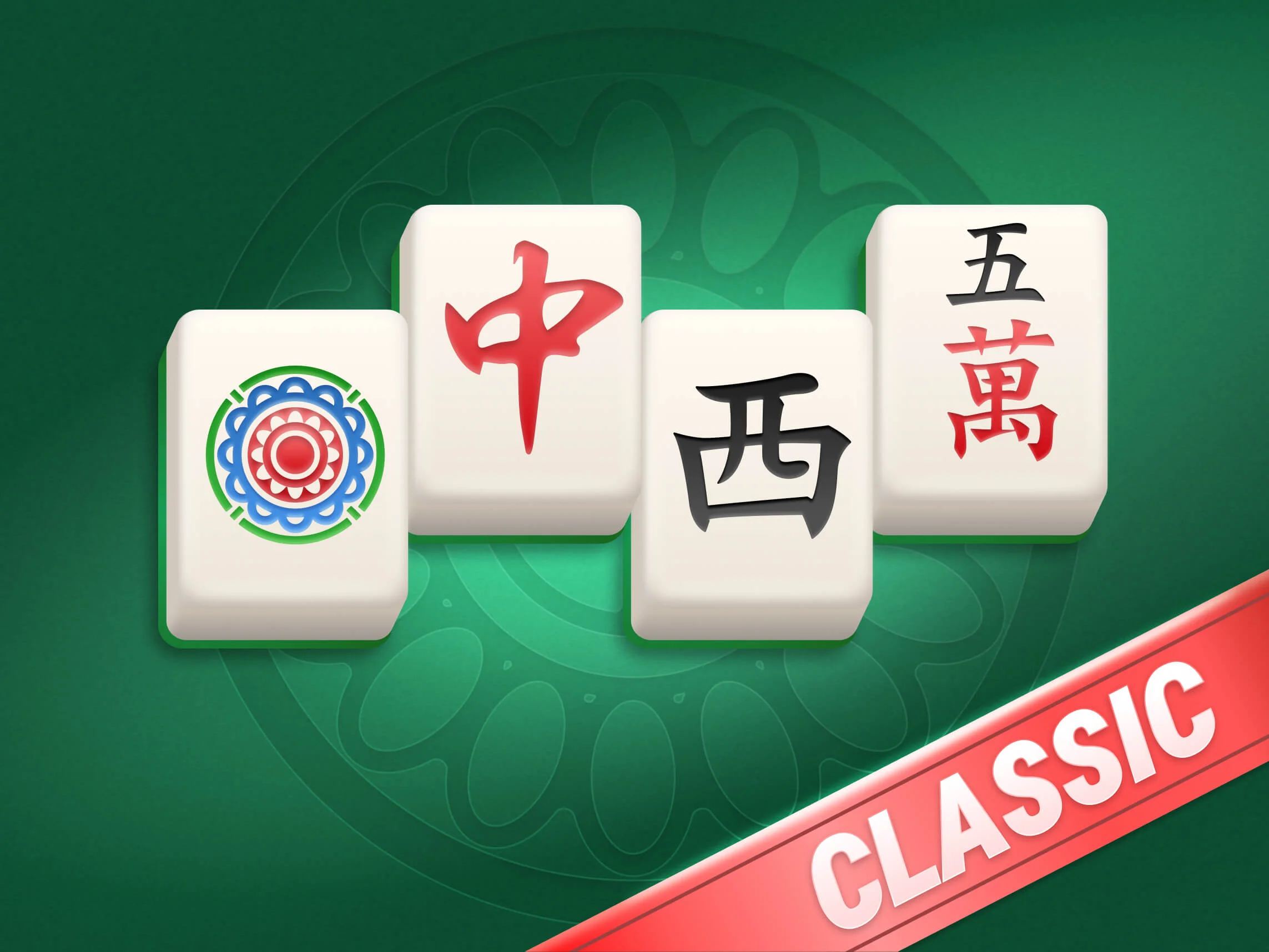  Klassische Mahjong-Solitaire-Oberfläche mit traditionellen Spielsteinen auf schlichtem Hintergrund.